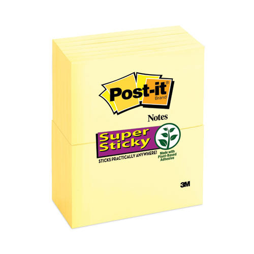 Image of Post-it® Notes Super Sticky 655-12SSCY Pads in Canary Yellow, 3" x 5", 90 Sheets/Pad, 12 Pads/Pack