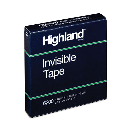 Image of Highland 6200 Invisible Permanent Mending Tape, 3" Core, 1" X 72 Yds, Clear