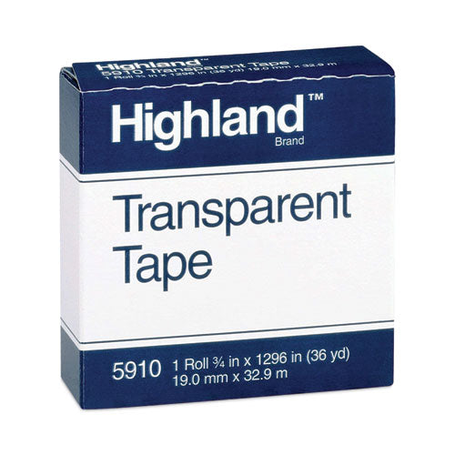 Image of Highland 5910 Transparent Tape, 1" Core, 0.75" X 36 Yds, Clear