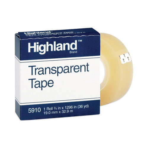 Image of Highland 5910 Transparent Tape, 1" Core, 0.75" X 36 Yds, Clear