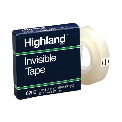 Image of Highland 6200 Invisible Permanent Mending Tape, 1" Core, 0.5" X 36 Yds, Clear