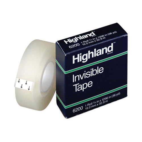Image of Highland 6200 Invisible Permanent Mending Tape, 1" Core, 0.75" X 36 Yds, Clear