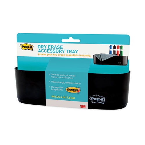 Image of Post-it® DEFTRAY Dry Erase Accessory Tray, 8.5" x 3" x 5.25", Black