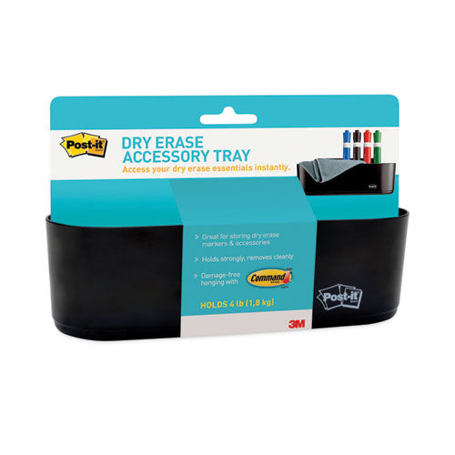 Image of Post-it® DEFTRAY Dry Erase Accessory Tray, 8.5" x 3" x 5.25", Black