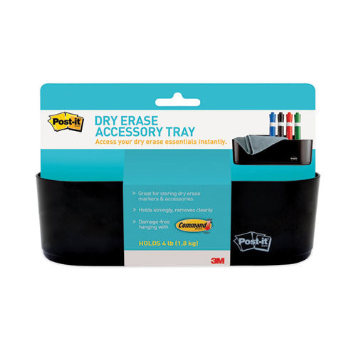 Image of Post-it® DEFTRAY Dry Erase Accessory Tray, 8.5" x 3" x 5.25", Black