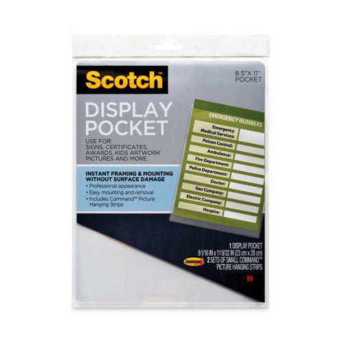 Image of Scotch WL854C Display Pocket, Removable Interlocking Fasteners, Plastic, 8.5 x 11, Clear