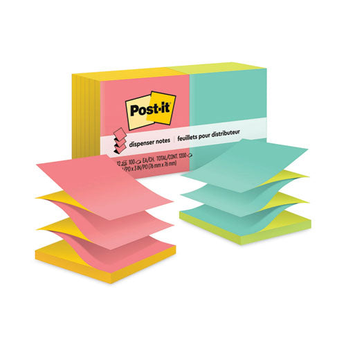 Image of Post-it® Dispenser Notes R330-N-ALT Original Pop-up Refill, Poptimistic Collection Alternating-Color Value Pack, 3" x 3", 100 Sheets/Pad, 12 Pads/Pack
