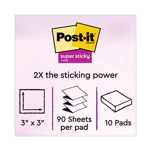 Image of Post-it® Dispenser Notes Super Sticky R330-10SSAN Pop-up 3 x 3 Note Refill, 3" x 3", Playful Primaries Collection Colors, 90 Sheets/Pad, 10 Pads/Pack