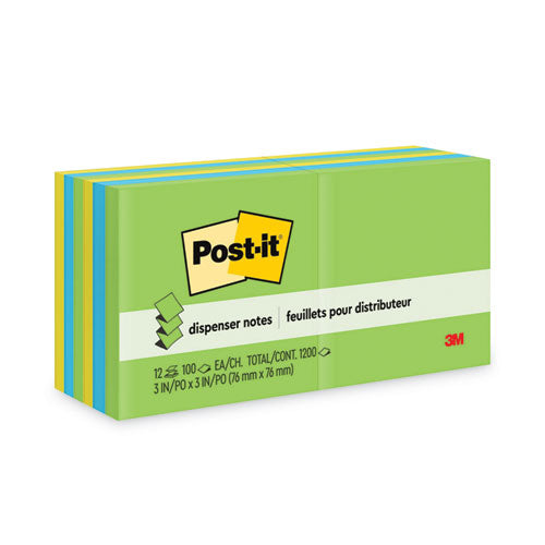 Image of Post-it® Dispenser Notes R330-12AU Original Pop-up Refill Value Pack, 3" x 3", Floral Fantasy Collection Colors, 100 Sheets/Pad, 12 Pads/Pack