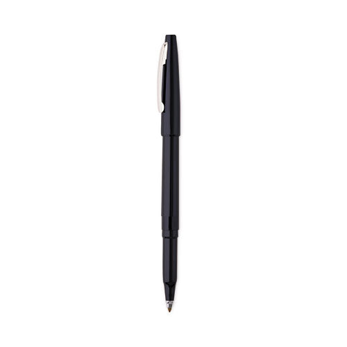 Image of Pentel® R100-A Rolling Writer Rollerball Pen, Stick, Medium 0.8 mm, Black Ink, Black Barrel, Dozen