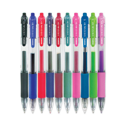 Image of Zebra® 46881 Sarasa Dry Gel X20 Gel Pen, Retractable, Medium 0.7 Mm, Assorted Ink And Barrel Colors, 10/pack