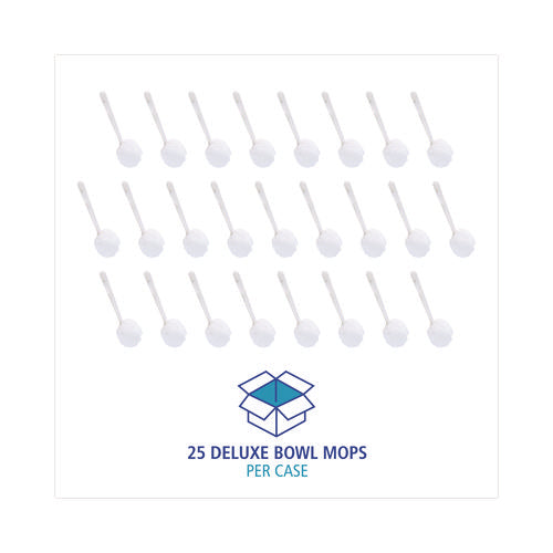 Image of Boardwalk® 528110 Deluxe Toilet Bowl Mop, 12" Handle, 2" Mop Head, White, 25/Carton