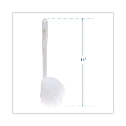 Image of Boardwalk® 528110 Deluxe Toilet Bowl Mop, 12" Handle, 2" Mop Head, White, 25/Carton