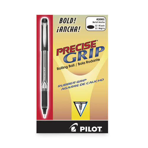 Image of Pilot® 28901 Precise Grip Rollerball Pen, Stick, Bold 1 mm, Black Ink, Black Barrel