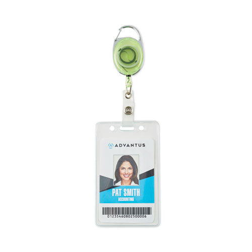 Image of Advantus Carabiner-Style Retractable ID Card Reel, 30" Extension, Assorted Neon Colors, 20/Pack