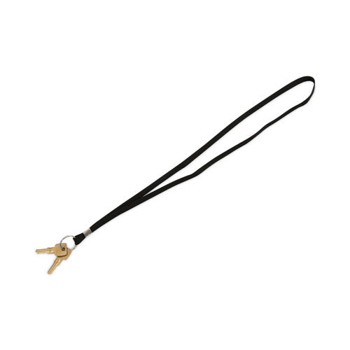 Image of Advantus 75423 Deluxe Lanyards, Metal Ring Fastener, 36" Long, Black, 24/Box