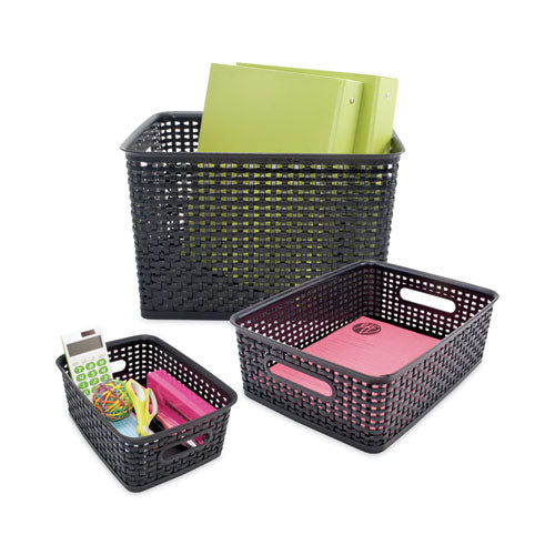 Image of Advantus 40329 Weave Bins, 13.63 X 10.75 X 9, Black, 3/pack