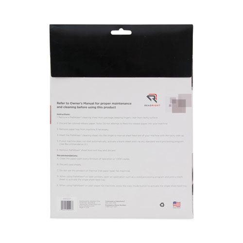 Image of Read Right® RR1237 PathKleen Sheets, 8.5 x 11, 10/Pack