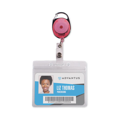 Image of Advantus Carabiner-Style Retractable ID Card Reel, 30" Extension, Assorted Neon Colors, 20/Pack