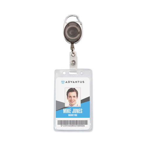Image of Advantus 75551 Carabiner-Style Retractable Id Card Reel, 30" Extension, Smoke, 12/pack