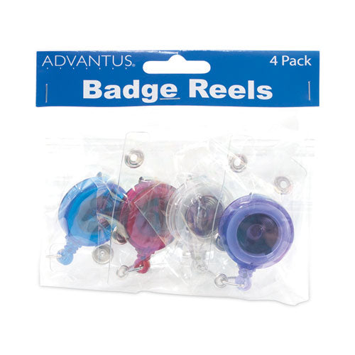 Image of Advantus 75464 Translucent Retractable ID Card Reel, 30" Extension, Assorted Colors, 4/Pack