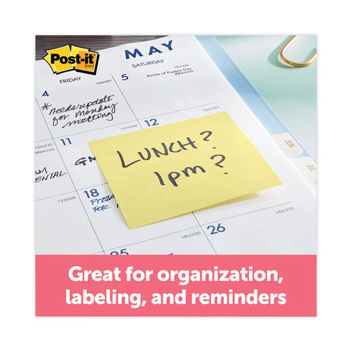 Image of Post-it® Notes Super Sticky 654-12SSCY Pads in Canary Yellow, 3" x 3", 90 Sheets/Pad, 12 Pads/Pack