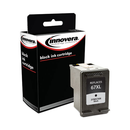 Image of Innovera® IVR3YM57AN Remanufactured Black Ink, Replacement for 67XL (3YM57AN), 240 Page-Yield