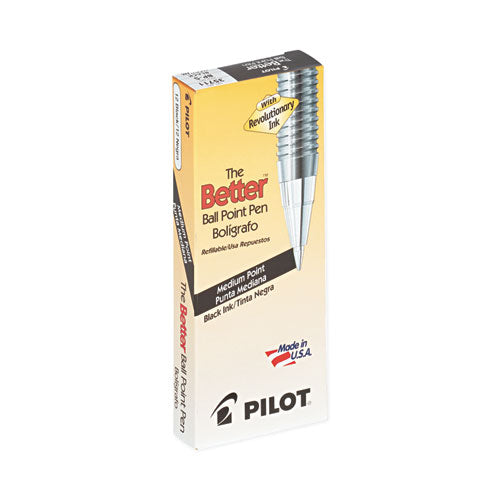 Image of Pilot® 35711 Better Ballpoint Pen, Stick, Medium 1 Mm, Black Ink, Smoke Barrel, Dozen