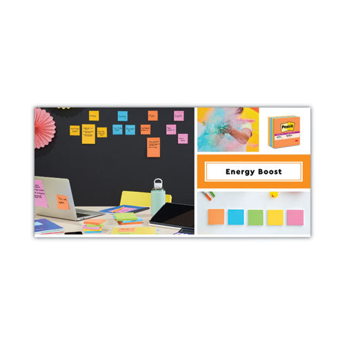 Image of Post-it® Notes Super Sticky 660-24SSAU-CP Pads in Energy Boost Collection Colors, Note Ruled, 4" x 6", 45 Sheets/Pad, 24 Pads/Pack