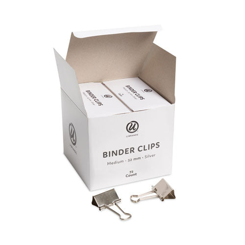 Image of U Brands 3604U06-24 Binder Clips, Medium, Silver, 72/Pack