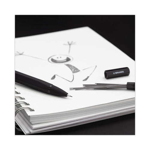 Image of U Brands 5008U01-24 Cambria Soft Touch Mechanical Pencil, 0.7 mm, HB (#2), Black Lead, Black Barrel, 12/Pack