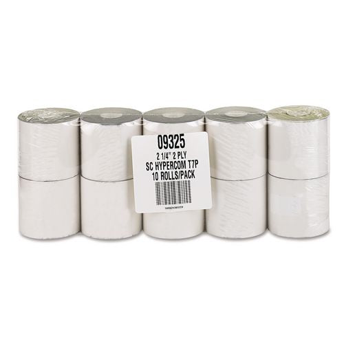 Image of Iconex 9325 Impact Printing Carbonless Paper Rolls, 2.25" X 70 Ft, White/canary, 10/pack