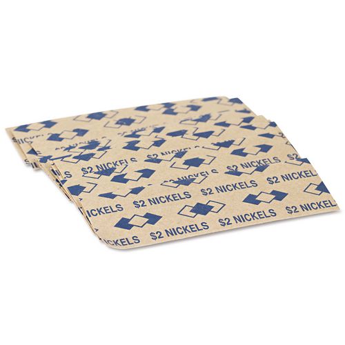 Image of Iconex 53005 Tubular Coin Wrappers, Nickels, Blue/Kraft, 1,000/Pack