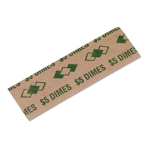 Image of Iconex 53010 Tubular Coin Wrappers, Dimes, Green/Kraft, 1,000/Pack