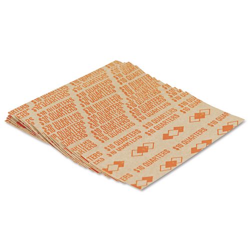 Image of Iconex 53025 Tubular Coin Wrappers, Quarters, Orange/Kraft, 1,000/Pack