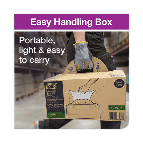 Image of Tork® 520374 Industrial Cleaning Cloths, 1-Ply, 16.34 x 14, Gray, 210 Wipes/Box