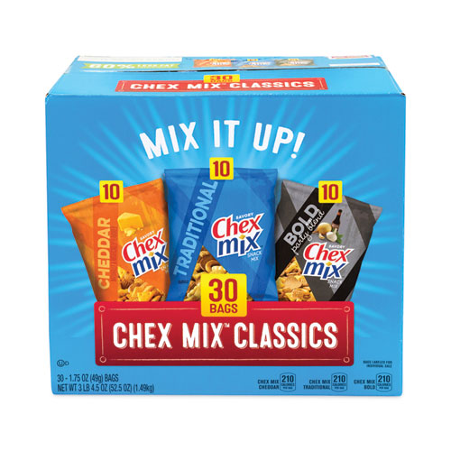 Image of Chex Mix® 49814 Varieties, Assorted Flavors, 1.75 oz Pack, 30 Packs/Carton