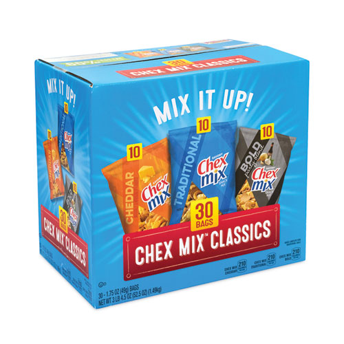 Image of Chex Mix® 49814 Varieties, Assorted Flavors, 1.75 oz Pack, 30 Packs/Carton