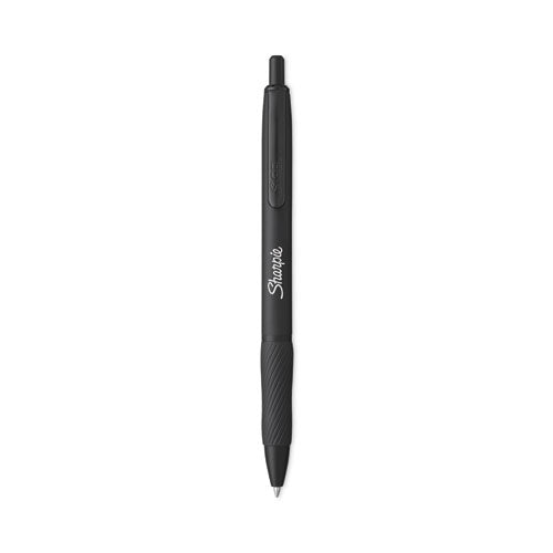 Image of Sharpie® S-Gel 2153580 S-Gel Premium Metal Barrel Gel Pen, Retractable, Medium 0.7 mm, Black Ink, Black Barrel, Dozen