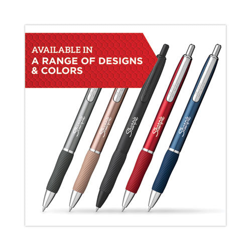 Image of Sharpie® S-Gel 2153580 S-Gel Premium Metal Barrel Gel Pen, Retractable, Medium 0.7 mm, Black Ink, Black Barrel, Dozen