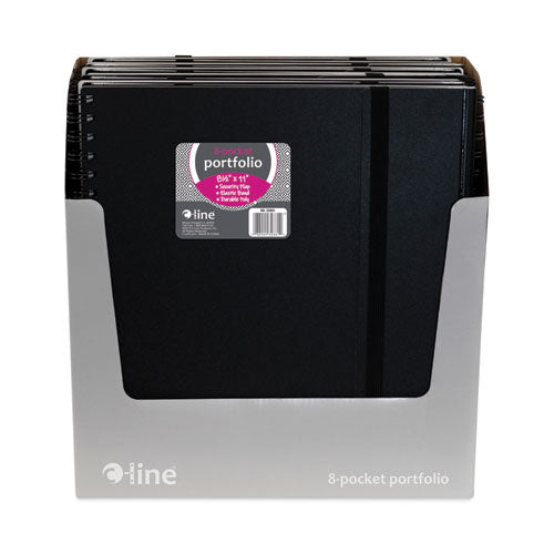 Image of C-LineÂ® Eight-Pocket Portfolio With Security Flap, Polypropylene, 8.5 X 11, Black/white