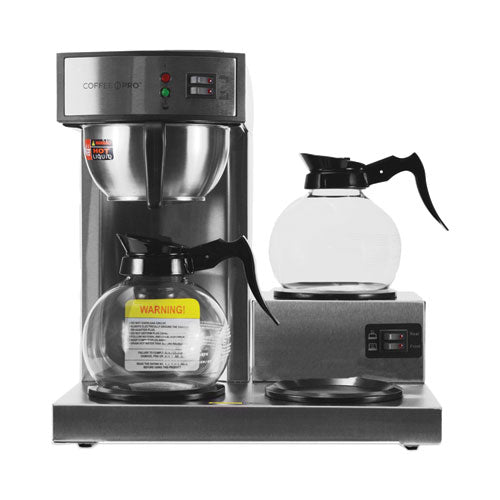 Image of Coffee Pro CPRLG Three-Burner Low Profile Institutional Coffee Maker, 36-Cup, Stainless Steel