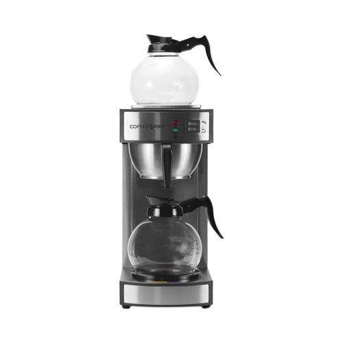 Image of Coffee Pro CPRLG2 Two-Burner Institutional Coffeemaker, 10/12 Cup, 8.75 x 14.75 x 15.25, Stainless Steel
