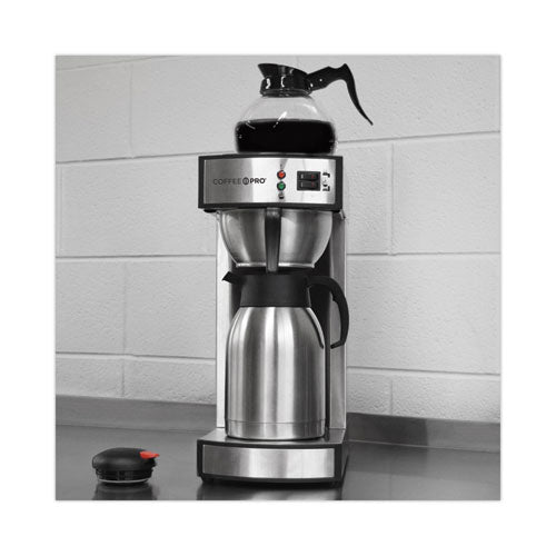 Image of Coffee Pro CPRLT Thermal Institutional Brewer, 12-Cup, 15.5 x 14.75 x 17, Stainless Steel