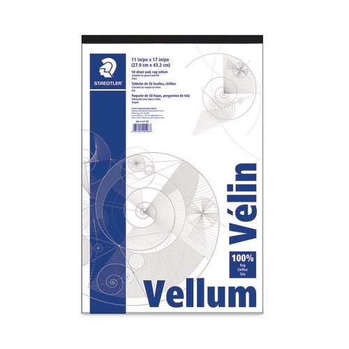Image of Staedtler® 946 1117P Mars Translucent Vellum Art and Drafting Paper, 16 lb Bristol Weight, 11 x 17, Translucent, 50/Pad