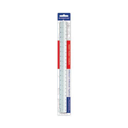 Image of Staedtler® 987 19-31BK Triangular Scale Plastic Architects Ruler, 12" Long, Plastic, White