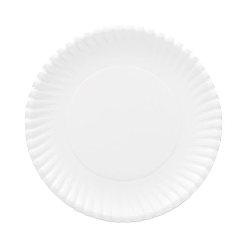 Image of AJM Packaging Corporation AJM OH9AJBXWH Original Heavyweights Paper Plates, 9" dia, White, 120/Pack, 8 Packs/Carton