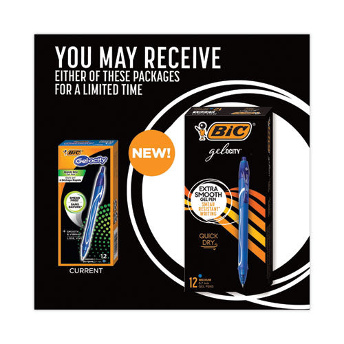 Image of BIC® RGLCG11-BE Gel-Ocity Quick Dry Gel Pen, Retractable, Medium 0.7 Mm, Blue Ink, Blue Barrel, Dozen