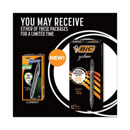Image of BIC® RGLCG11-BK Gel-Ocity Quick Dry Gel Pen, Retractable, Medium 0.7 Mm, Black Ink, Black Barrel, Dozen