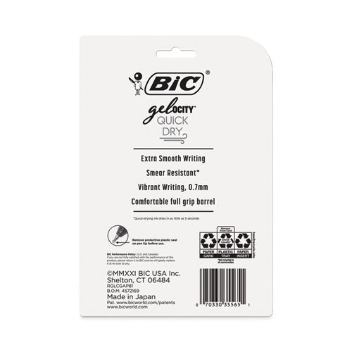 Image of BIC® RGLCGAP81-AST Gel-ocity Quick Dry Gel Pen, Retractable, Medium 0.7 mm, Randomly Assorted Ink and Barrel Colors, 8/Pack